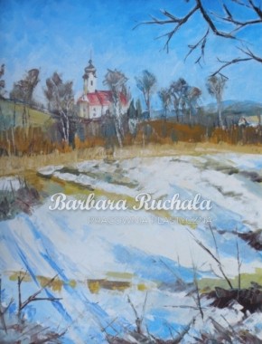 Cerkiew w Jaworkach, 30x40, olej na płótnie