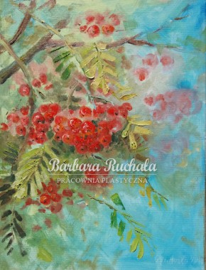 Jarzębina czerwona, 20x30, olej na płótnie